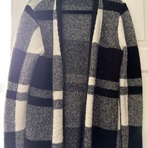 Belldini Black and White Plaid Cardigan